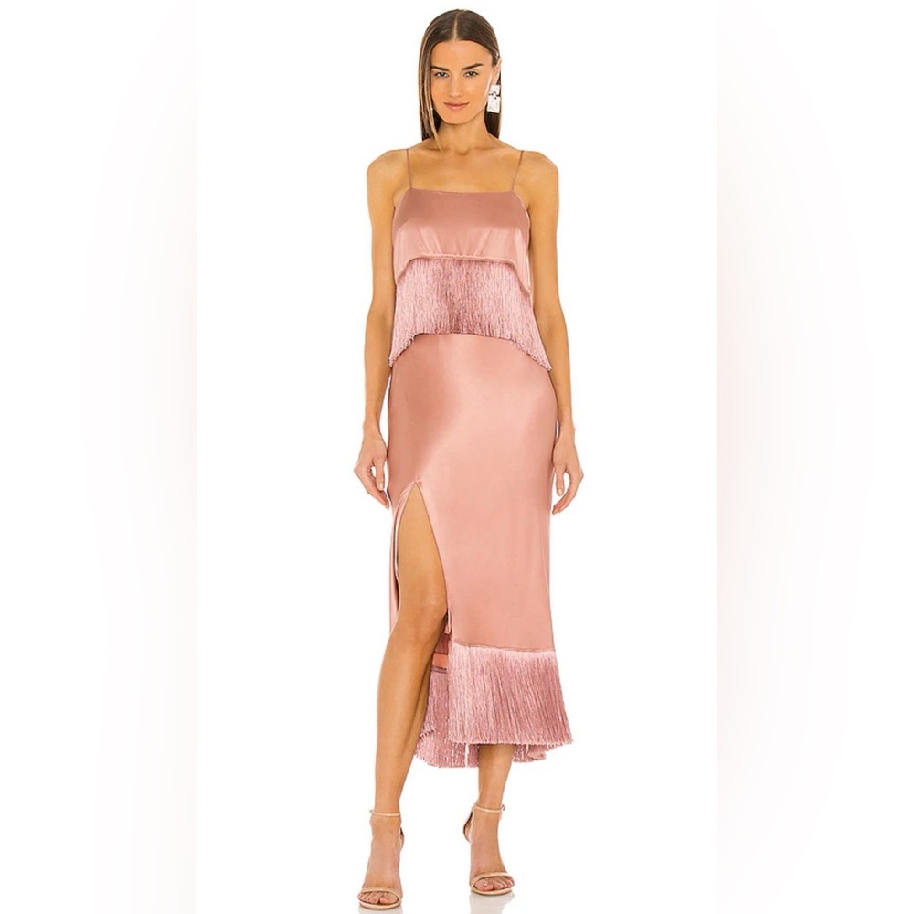 Cinq à Sept Eastwood Silk Fringe Dress - Bare Rose Size 10